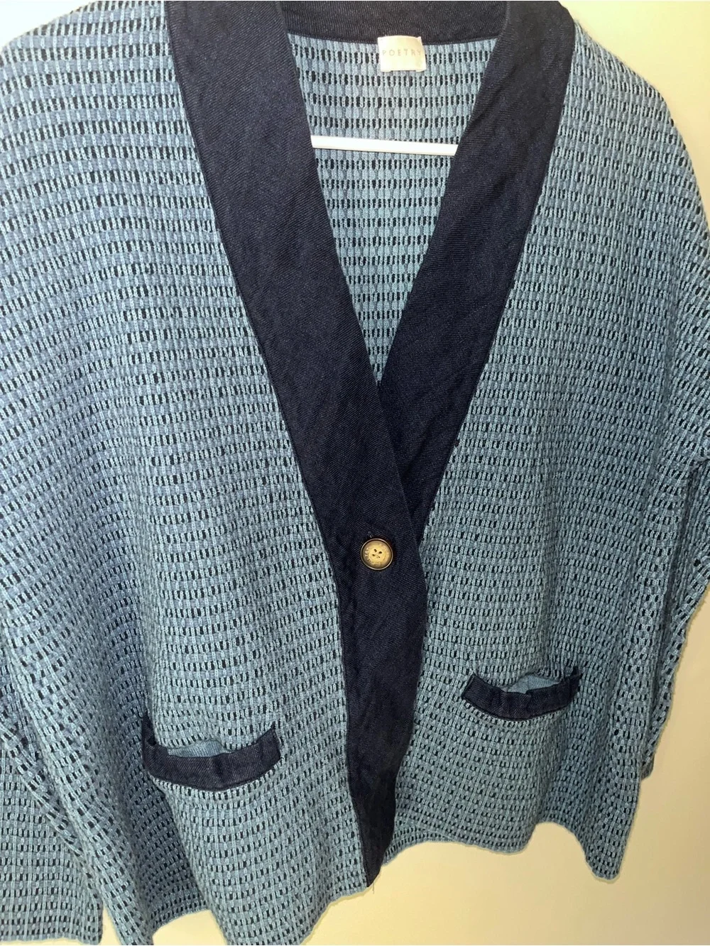 Poetry Women’s Blue Long Sleeve Knit Cardigan V Neck Sweater Size 12 Cotton EUC - Picture 5 of 7